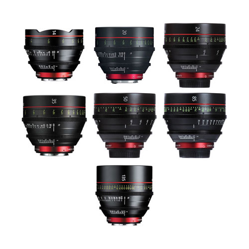 Kit de 7 lentes Canon EF CN-E Cinema Prime (14, 20, 24, 35, 50, 85, 135 mm)  – DVPRO
